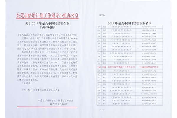 國亨塑膠-2019年東莞市協同倍增企業